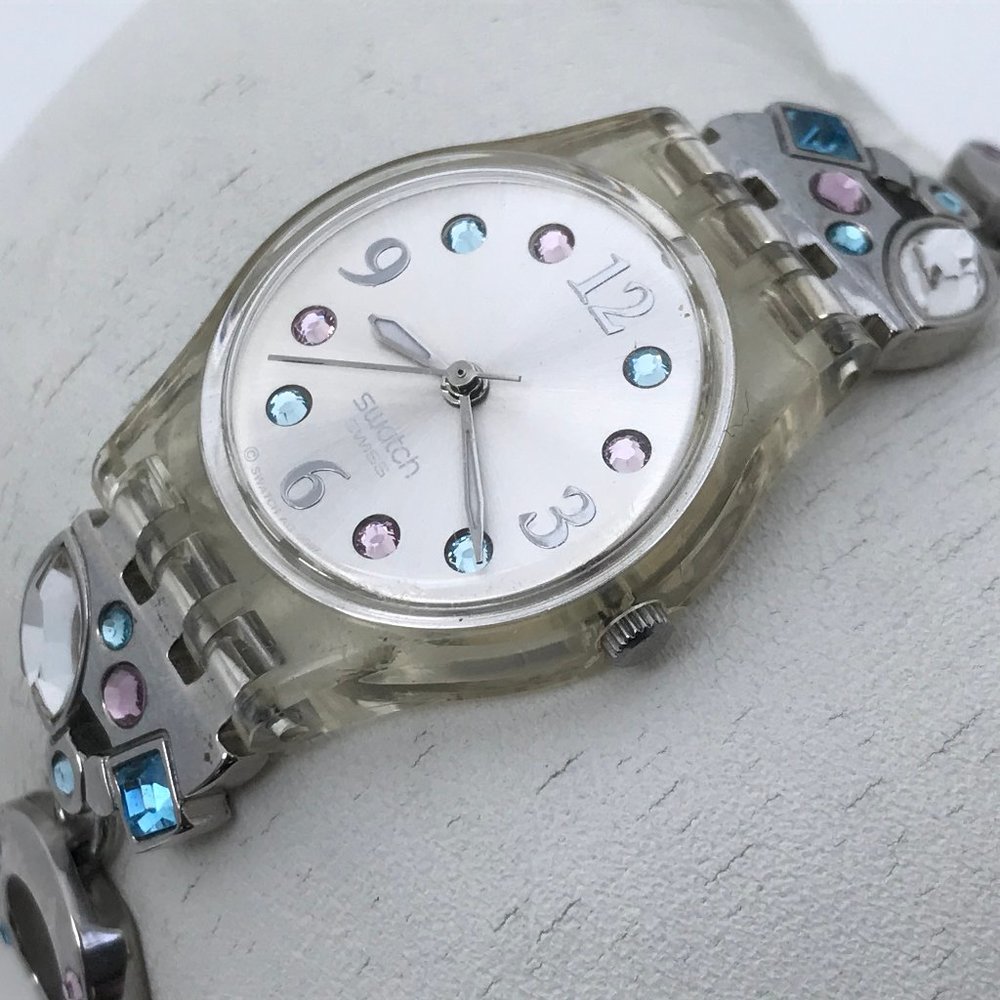 Swatch Ladies Watch Multi Color Crystals Accent Me